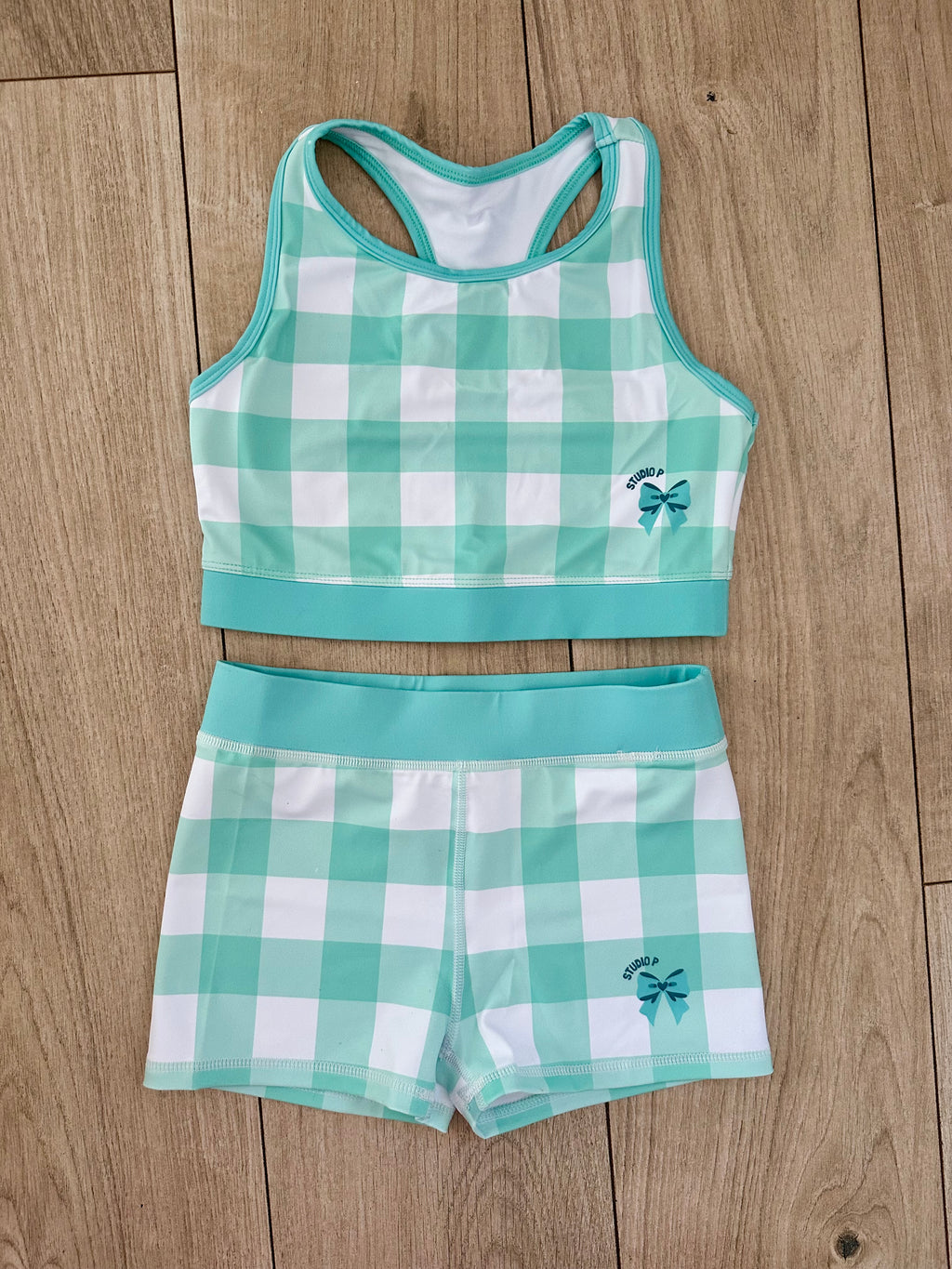 MINT GINGHAM TWO PIECE SET