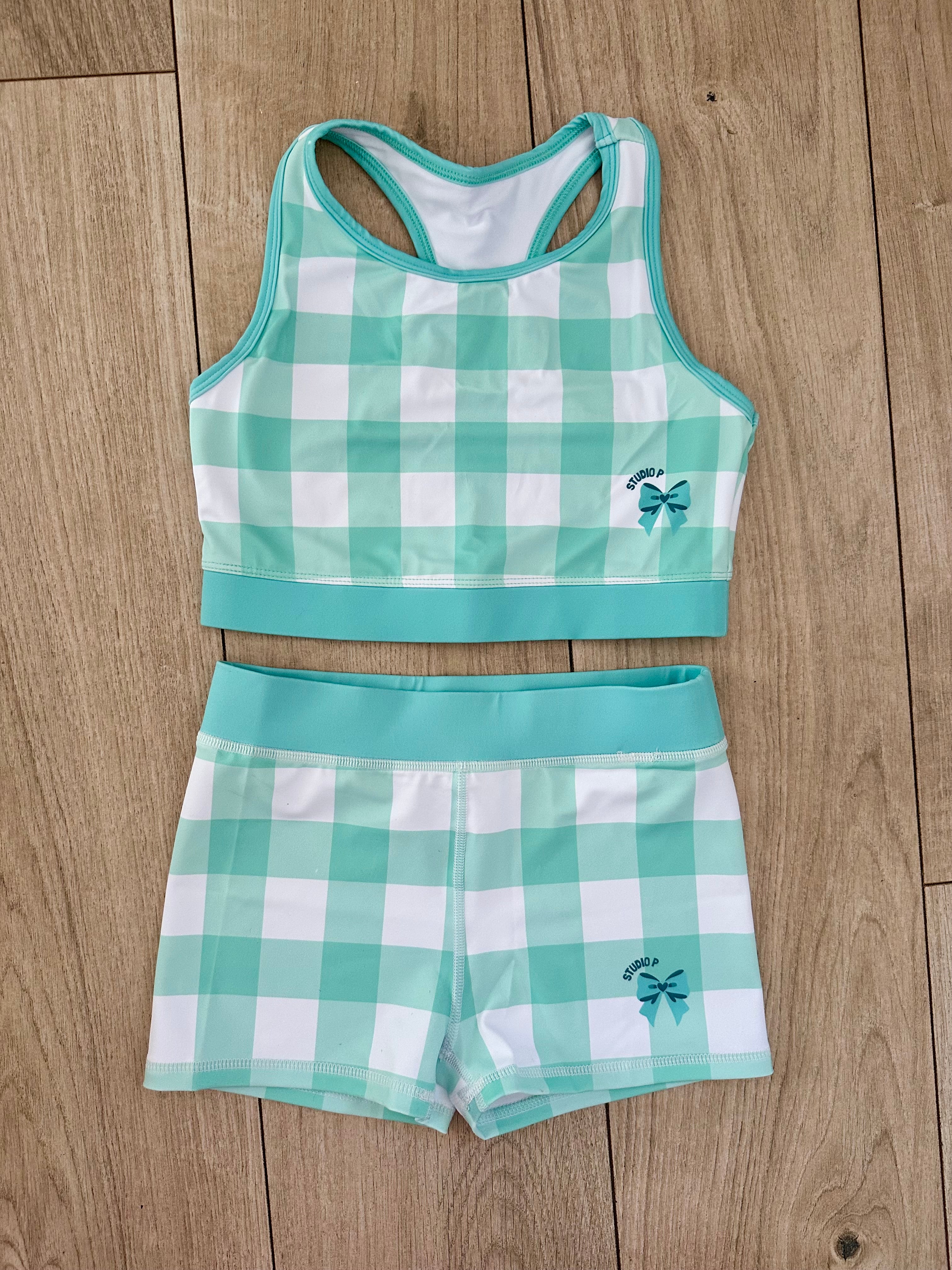 MINT GINGHAM TWO PIECE SET