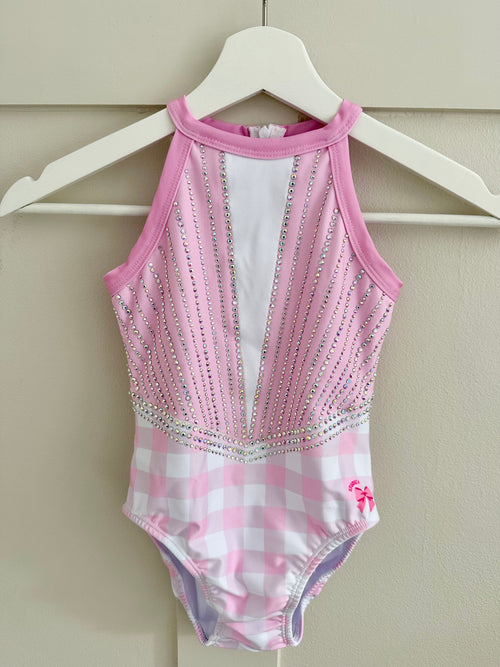 BABY PINK GINGHAM LEOTARD IN STOCK