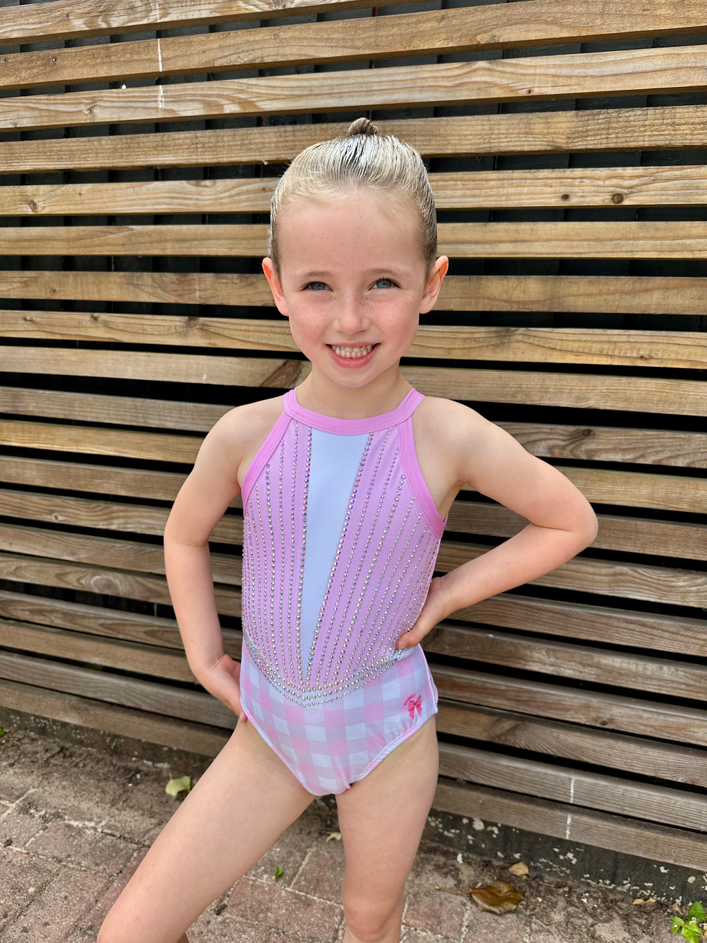 BABY PINK GINGHAM LEOTARD PRE ORDER