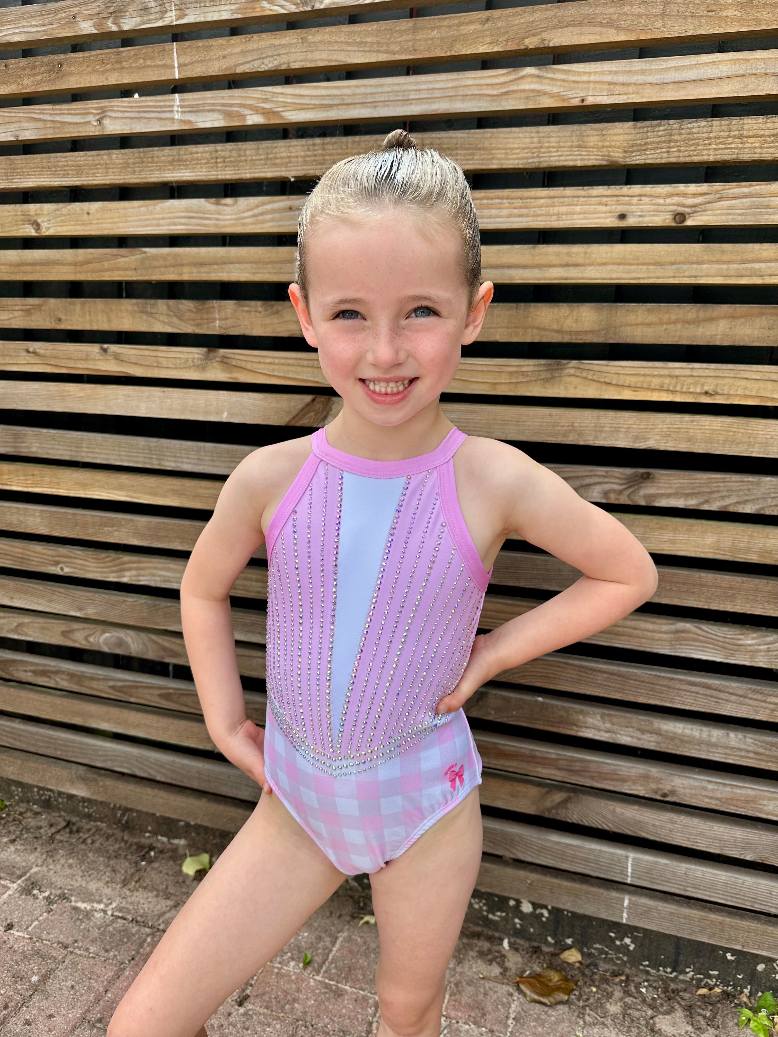 BABY PINK GINGHAM LEOTARD PRE ORDER