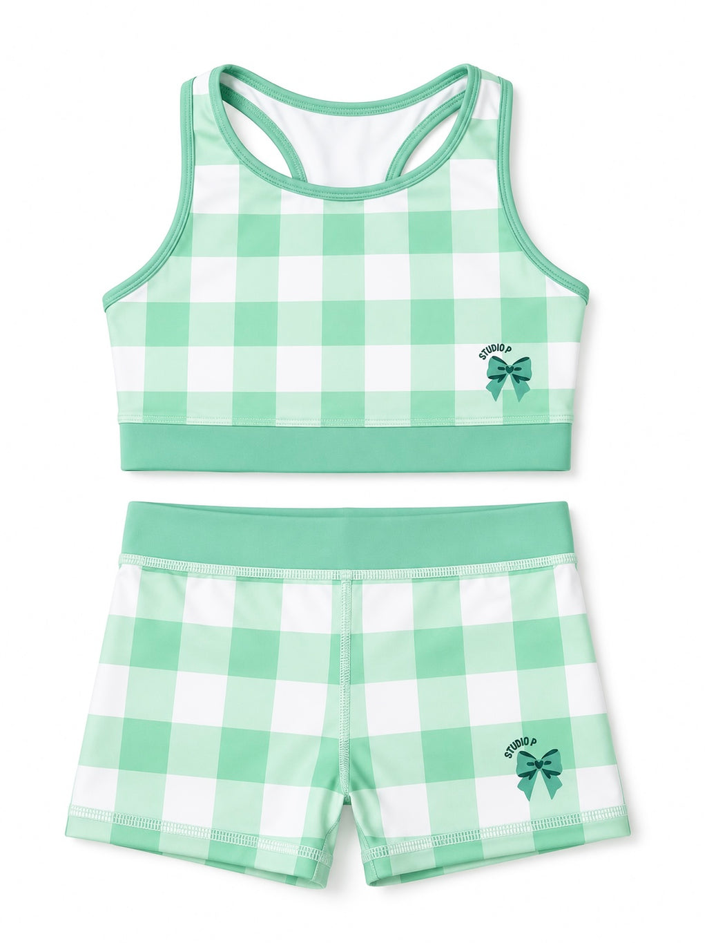 Mint Green Gingham Two Piece Set