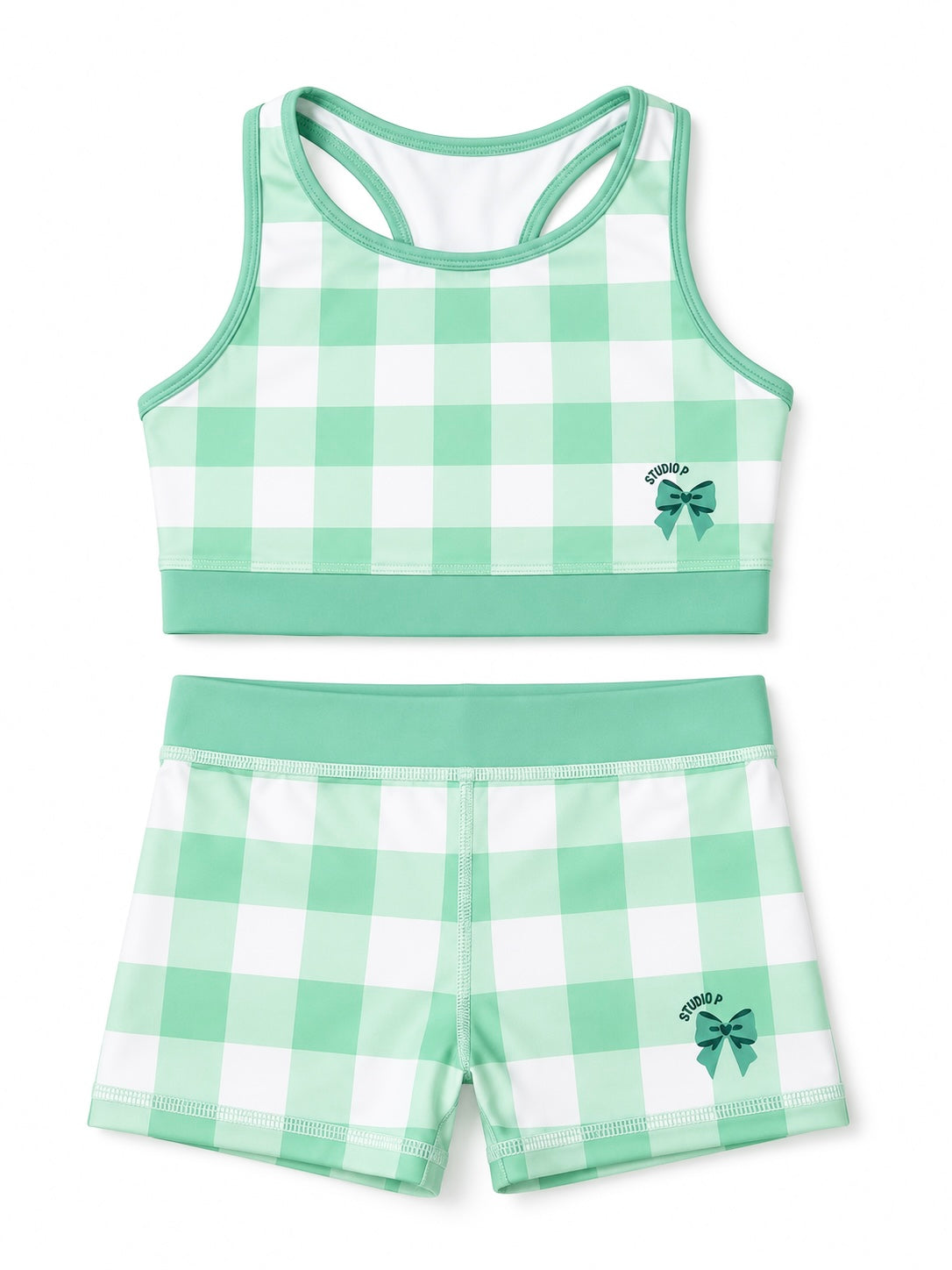 Mint Green Gingham Two Piece Set