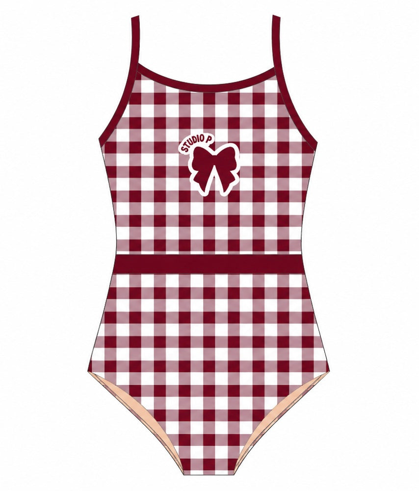 Burgundy Gingham Training Leotard (pre order)