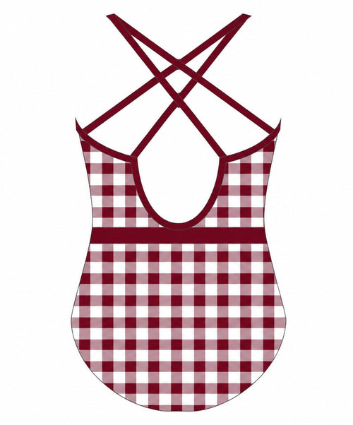 Burgundy Gingham Training Leotard (pre order)