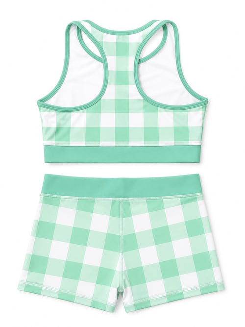 Mint Green Gingham Two Piece Set