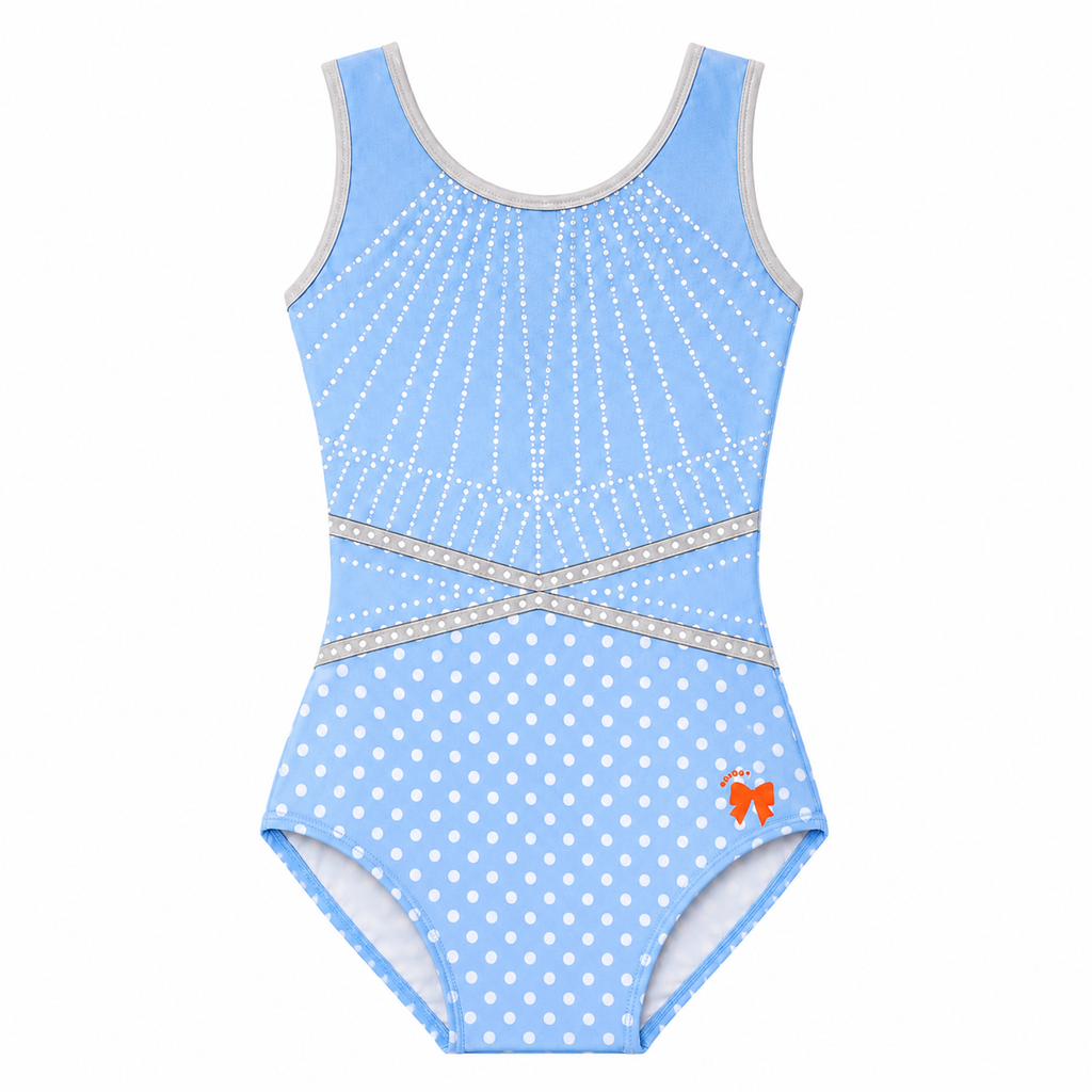 SKYBEAM BLUE POLKADOT LEOTARD