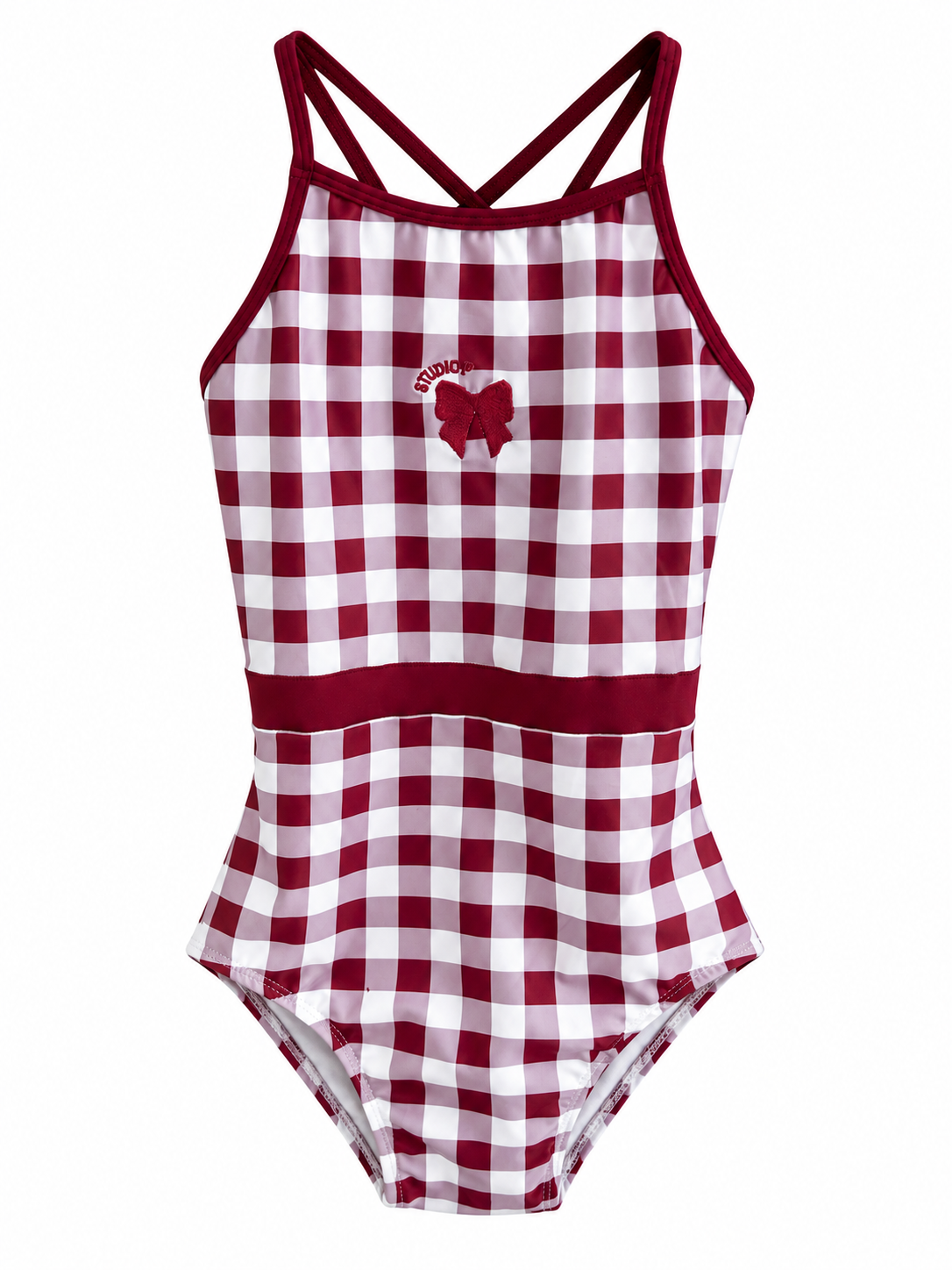 Burgundy Gingham Training Leotard